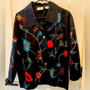 Patchington Women’s Blazer.‎  Black with Flowers.